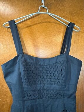 White House Black Market Black Midi Dress with Eyelet Chevron Panels